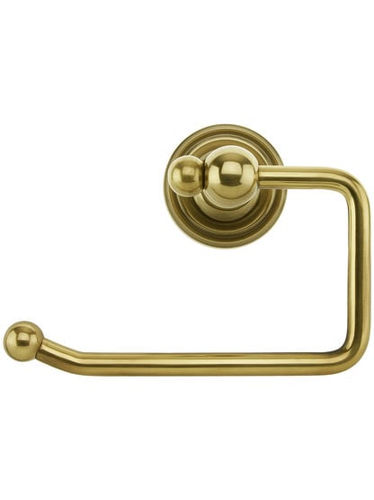 Brass Swinging Paper Holder with Classic Rosette in Antique Brass.